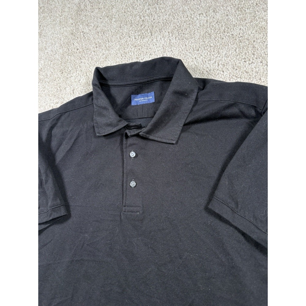 Proper Cloth Mens M Performance Polo Shirt Black Short Sleeve Stretch Golf